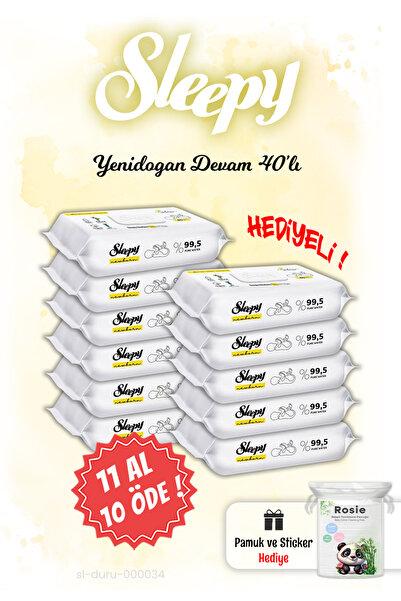 Sleepy Buy 11 Get 10, 40-Pack of Newborn Continue Wet Towels, Rosie