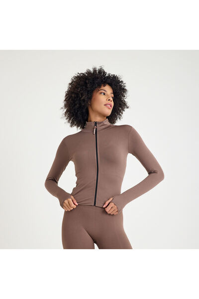 Tria Body Безшевна спортна яке с цип и пръстени за пръстите