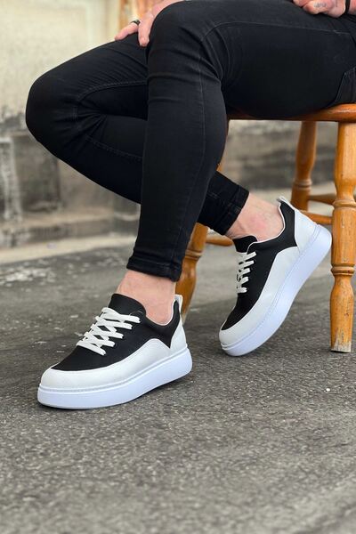 Wagoon Wg162 White Black Orthopedic Sole Men's Casual Shoes