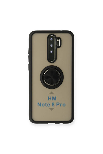 Marsilyan غطاء حماية سيليكون لهاتف ريدمي نوت 8 برو من مونتريال مع حلقة - أسود