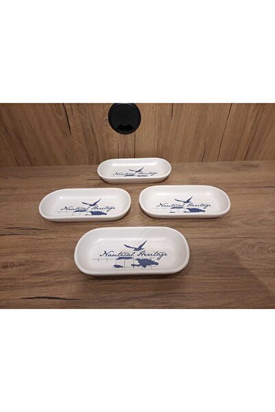 Keramika Boat Plate 4 Pieces 16X8 cm Patterned Matte