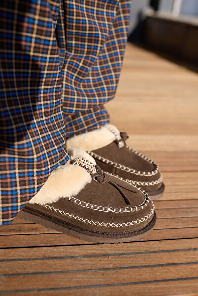 ANGELİNA JONES Valenni̇ Women's Brown Real Suede Eva Ultramini Shoes Boots