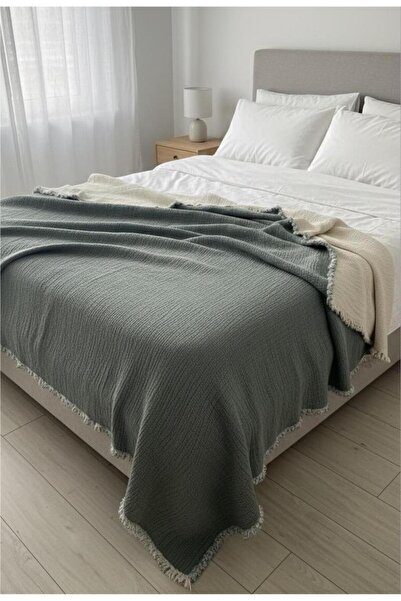 Limon's Home Su Yeşil Tek/Çift Kişilik 7 Katlı Çift Taraflı Elyaf Dolgulu Müs...