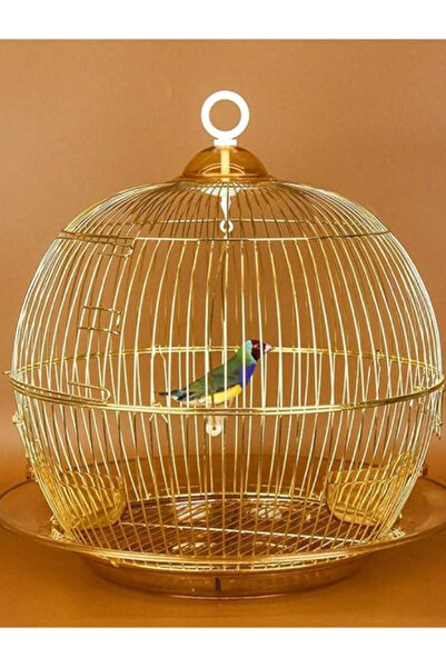 MyPetShop Bird Cage for Budgies, Finches, Lovebirds - 18 Inch (Gold) -