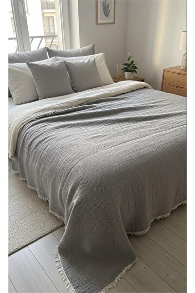 Limon's Home Antrasit Tek/Çift Kişilik 7 Katlı Çift Taraflı Elyaf Dolgulu Müs...