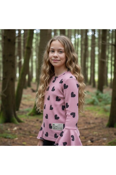 FESSHERA KİDS Swea pentru fete tricou cu mânecă lungă material reiat cu model...