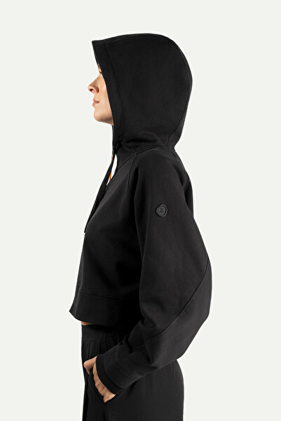 KAFT Women's Crop Zippered Hoodie - Pluren - Tar
