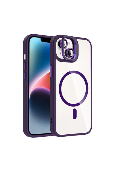 eco port غطاء جوكو آيفون 14 مع عدسة ريميم وحامل ماج سيف - أرجواني غامق