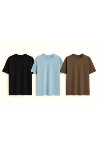 metsawear 1. Unisex Oversized Wide Fit Basic T-Shirt 3-Pack