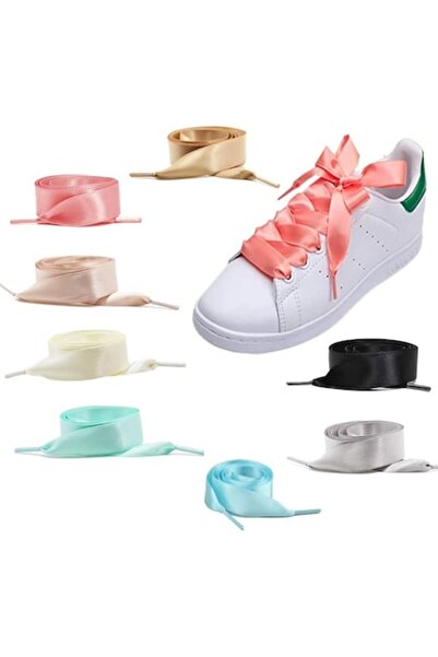 DELPI Set of Satin Shoelaces, 2 cm Wide, 8 Pairs, 120 cm, Universal, Multicolored