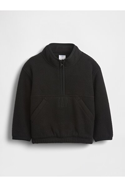 GAP Erkek Bebek Siyah Sherpa Yarım Fermuarlı Pullover