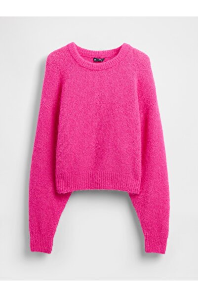 GAP Kadın Pembe Fuzzy Oversized Bisiklet Yaka Kazak
