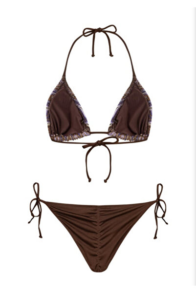 AQUELLA Gathered Back Knitwear Bikini Set