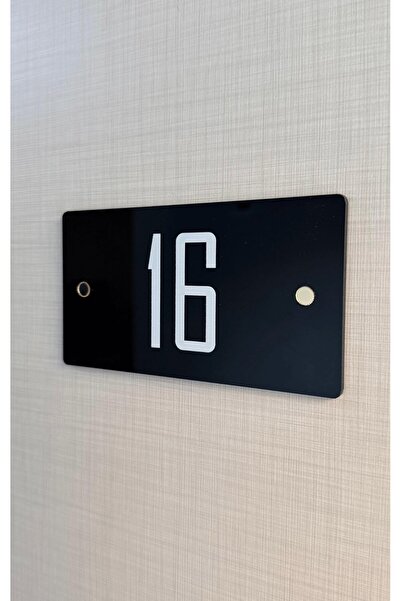 Yönline 2 Pieces Black Glossy Plexiglass with Gold Detail 13X7 cm Door Number Self-Adhesive