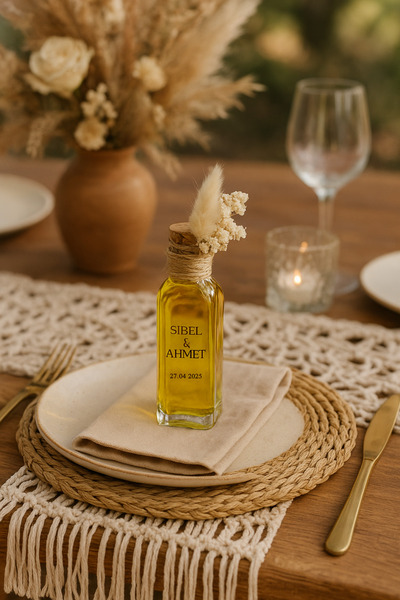 EGhediyelik Hakiki Zeytinyağı Cam şişe 9x2.5cm (25 ADET) SÖZ, NİKAH, NİŞAN HE...