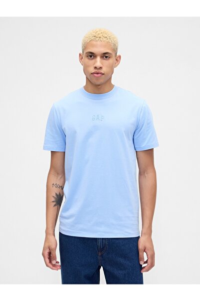 GAP Erkek Açık Mavi Everyday Soft Mini Logo T-Shirt