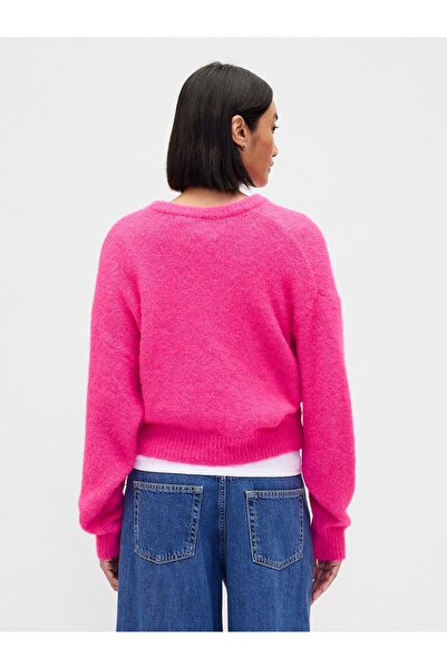 GAP Kadın Pembe Fuzzy Oversized Bisiklet Yaka Kazak