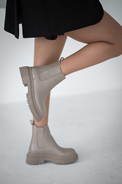 Parponi Senya elastic women's genuine leather boots mink