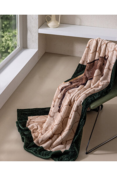 Madame Coco Veauro Welsoft Printed Tv Blanket - Beige/Green