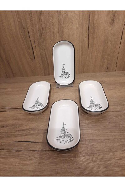 Keramika Boat Plate 4 Pieces 16X8 cm Patterned Matte