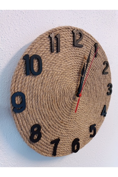 GHY AHŞAP ساعة حائط مزخرفة بخيوط من القش جميع الأرقام (40x40)