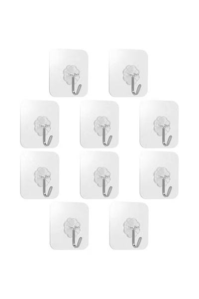 Primo Plus 10Pcs Wall Hooks Self Adhesive Sticker Hanger Transparent