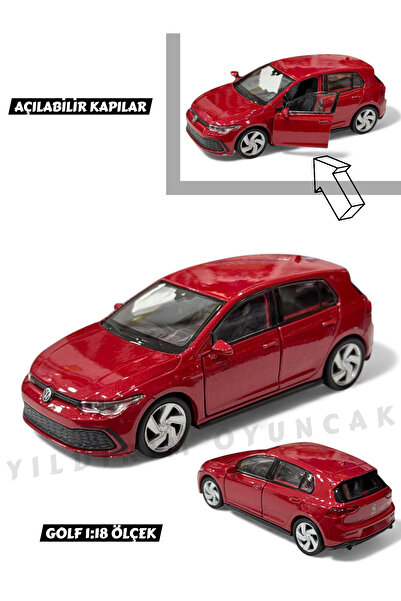 YILDIRIM OYUNCAK 1:43 Ölçek Die Cast Koleksiyon Metal Çek Bırak Araba 12 cm - Golf 8 Spor Model Açılabilir Kapılı