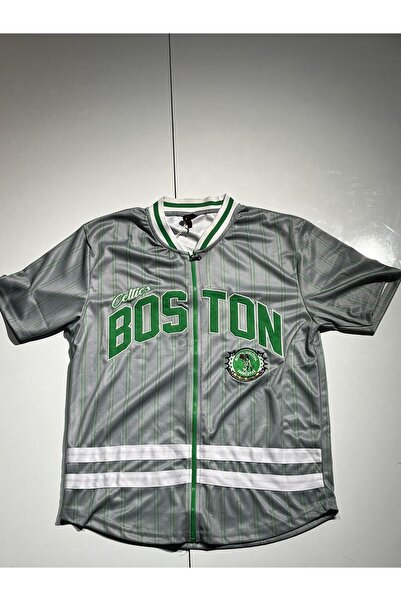 Plus Eighteen BASKETBOL ISINMA GÖMLEĞİ ÖNÜ FERMUARLI GRİ ÜSTÜ BOSTON CELTICS ...