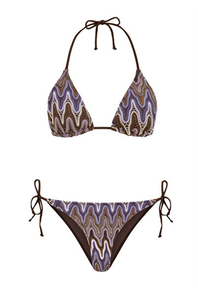 AQUELLA Gathered Back Knitwear Bikini Set