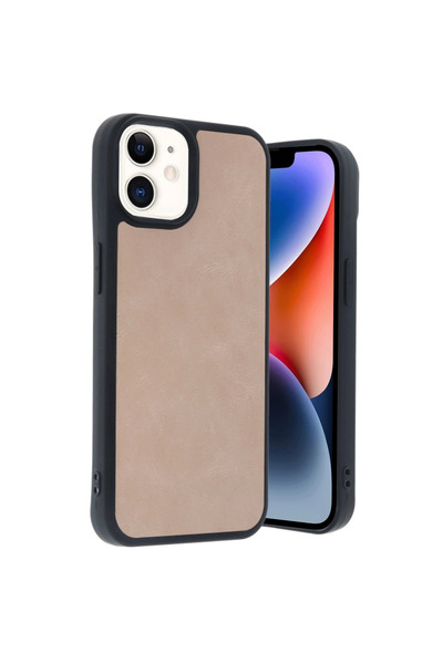 eco port iPhone 11 Case Interlayer Leather Cover - Powder