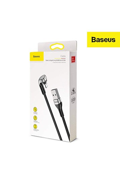 Baseus A charging and data transfer cable from a company with a right-angle (90-degree) design and a durable braided Lightning connector.