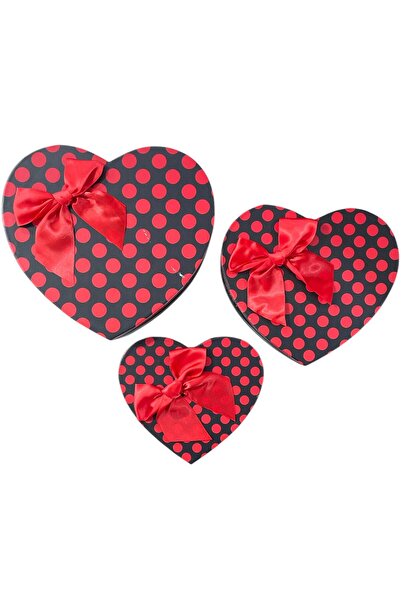 GÜZELYÜZ AVM Kalp Kutu Boş Hediye Kutusu 3'lü Set Küçük Orta Büyük Model 12