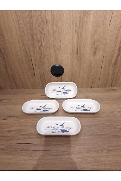 Keramika Boat Plate 4 Pieces 16X8 cm Patterned Matte