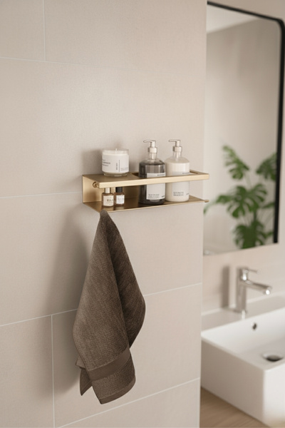 Grandmix رف منظم للحمام بتصميم بسيط من المعدن، حامل مناشف وصابون 30 سم