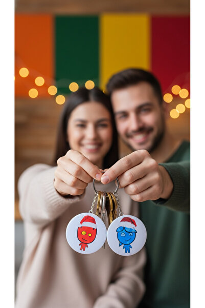 DKY سلسلة مفاتيح هدية رأس السنة الجديدة بتصميم النار والماء، سلسلة مفاتيح للأ...