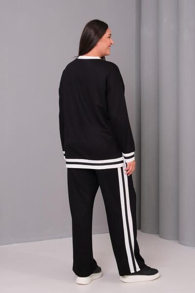 Ebsumu Women's Plus Size Premium Black Tracksuit Set