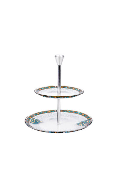 Dimlaj Wurood Glass 2 Tiered Tray CB/1-Gold