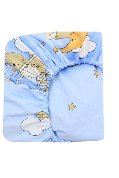 PRICHINDEL Cearșaf cu elastic pentru pătuț 120 x 60 cm, ursuleț albastru somn...
