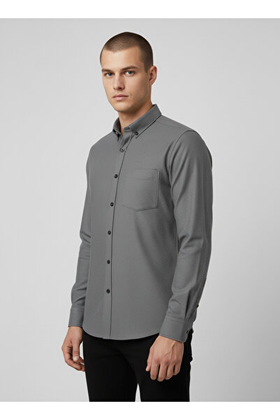 ASSENTE Men's Collared Buttoned Knitted Top Size Lycra Classic Shirt