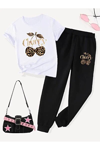 CLASİVA Modern Oversized Cherry Printed Sports Custom Design Tracksuit Set