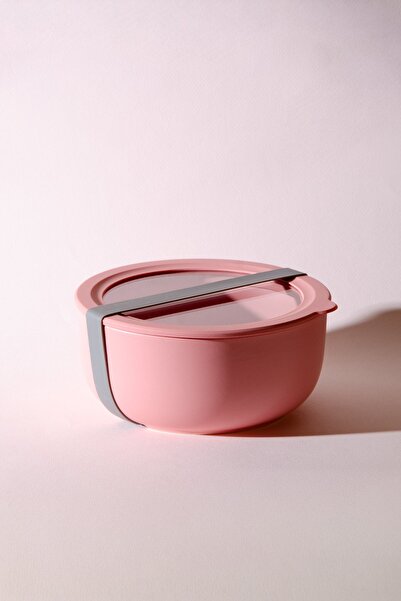 Le murano Moca Stoneware Airtight Storage Container with Transparent Lid 1000 ml | Pink
