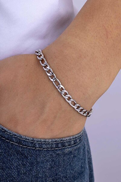 Gümüş Pazarım Classic Model Gourmet Thick Edge Men's Steel Bracelet