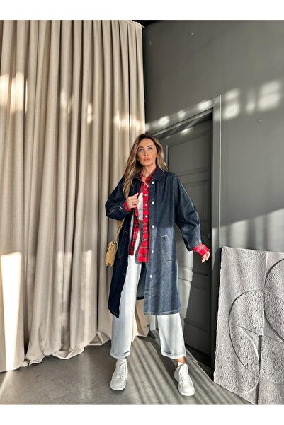 Zerrincan Giyim Lacivert Düğmeli Kot Trençkot