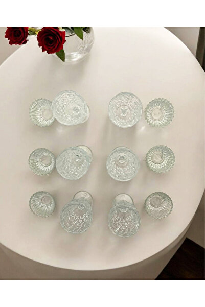 gkzglass home dekor Footed Handcrafted Rose Glass Crystal Coffee Side Water Glass Presentation Set, Set of 12