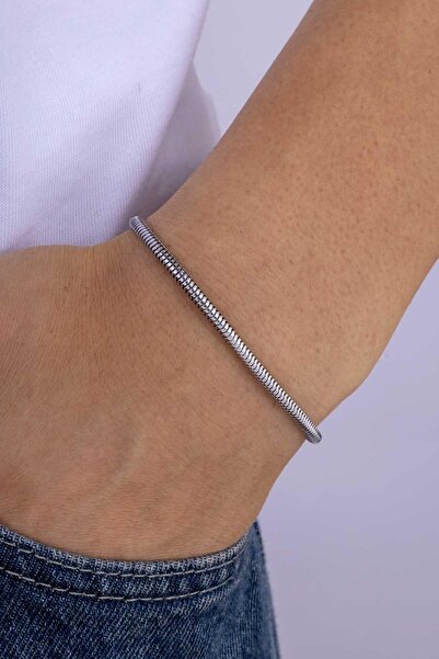 Gümüş Pazarım Italian Cut Cylinder Model Men's Steel Bracelet