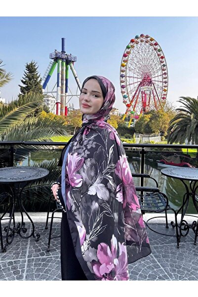 CUOCA LOUNGE Çiçek Desenli Fuşya İnce Vual Şal