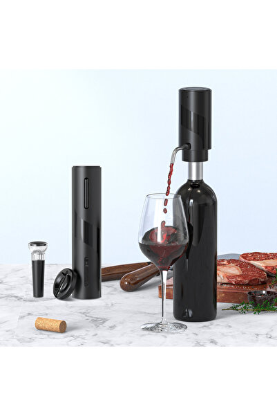 VRSmarty 4 in 1 set electric wine dispenser and electric corkscrew, seal cutting accessory, bottle stopper