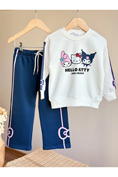 Pinkitokids Striped Back Printed Girls' Suit