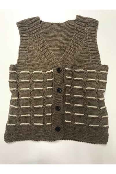 Baby Slon Kids Clup Kışlık V yaka düğmeli desenli triko unisex bebek süveter ...