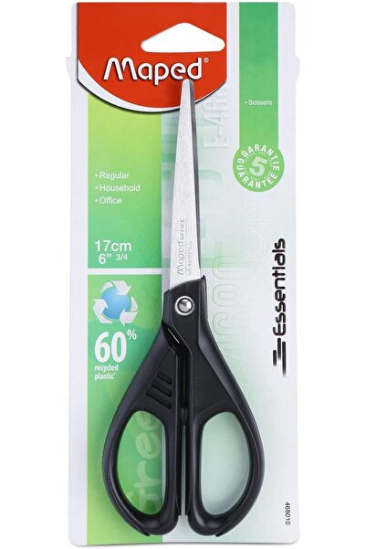 Maped Essentials Recycled Scissors, Adult 17.1 cm, Ambidextrous (468010), Black